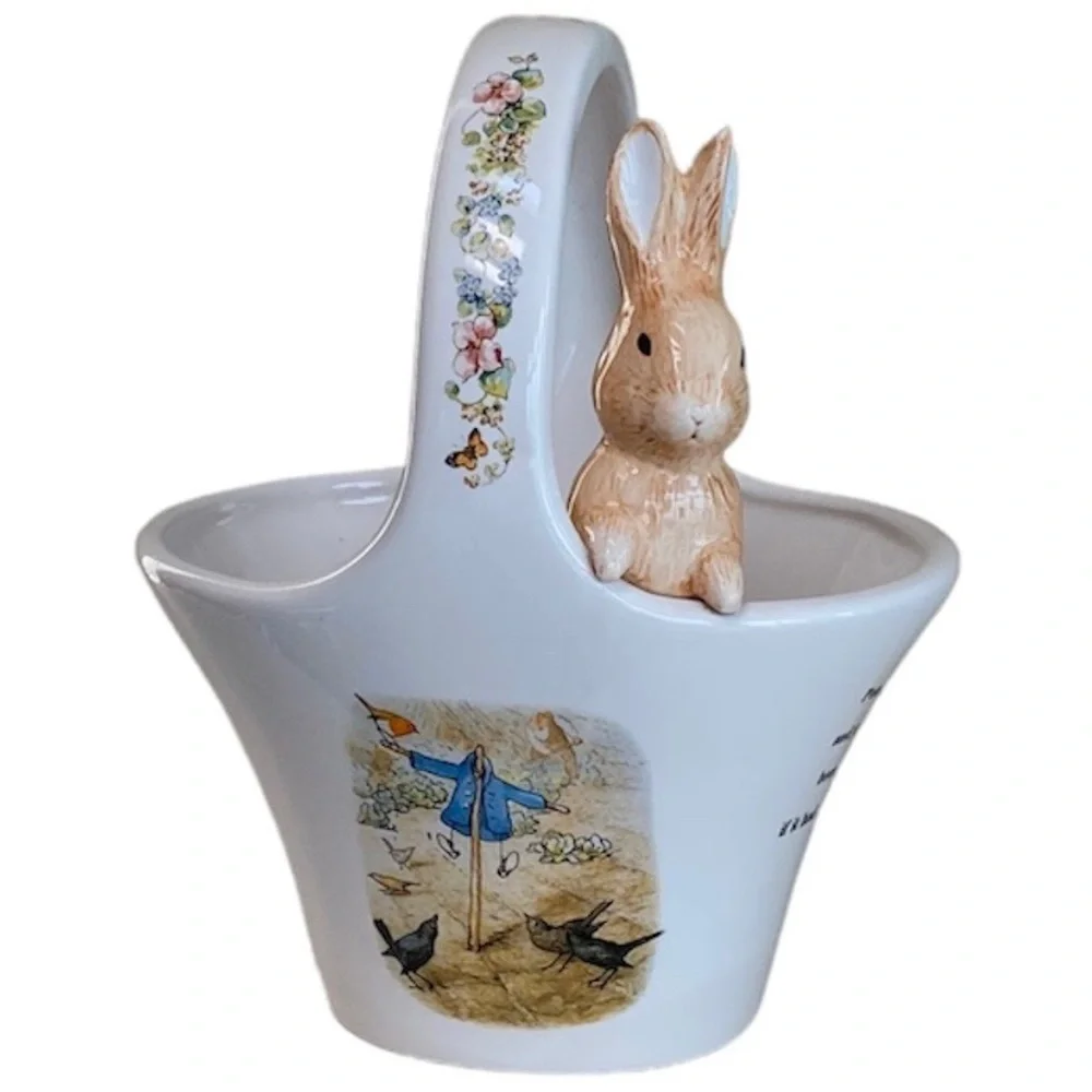 Vintage Beatrix Potter Easter Basket Bunny Rabbit Collectibles Floral Teleflora
